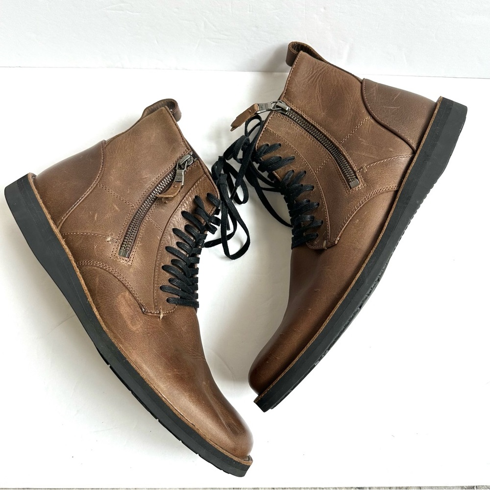 John Varvatos Barrett Side Zip Boot in Mocha Brown 9.5